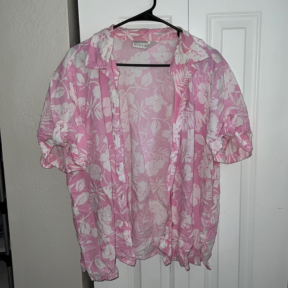 Koret Pink Hawaiian Floral Shirt Vintage Men’s Medium